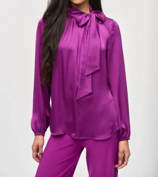 Joseph Ribkoff - Satin Bow Neckline Blouse