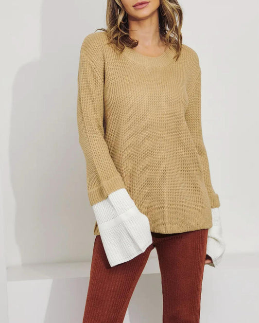 LAYERED SLEEVE KNIT SWEATER