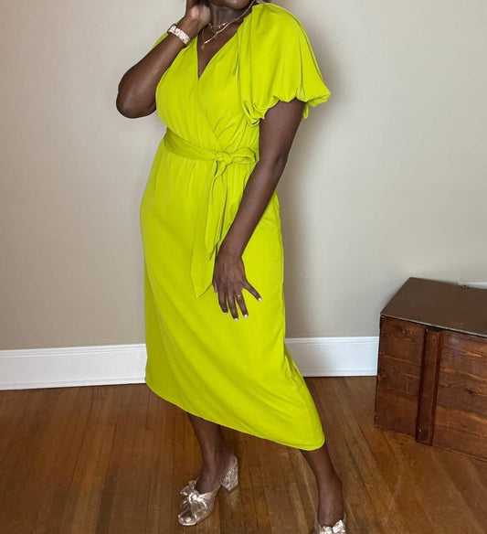 Entro - Beyla Bubble Sleeve Midi Dress