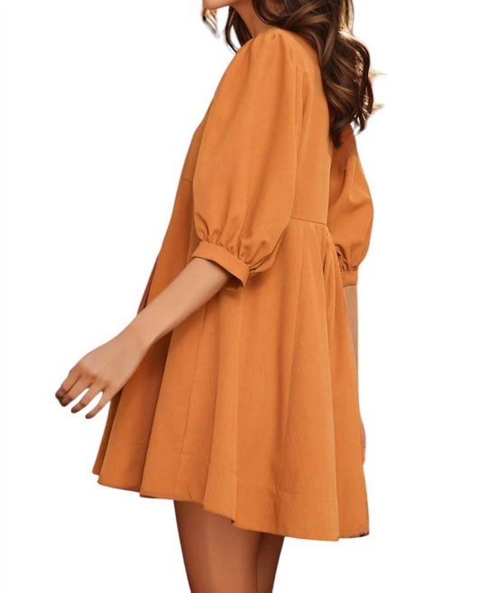 Entro - Alexis Puff Sleeves Babydoll Dress