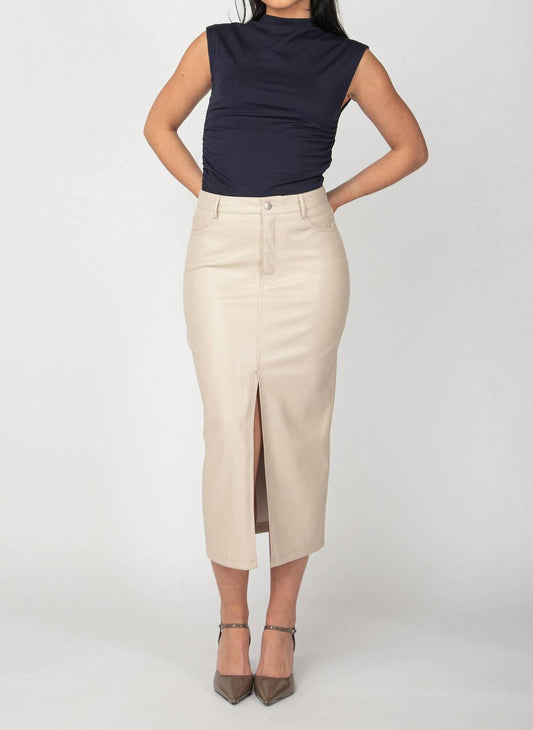 Dex - Faux Leather Midi Skirt