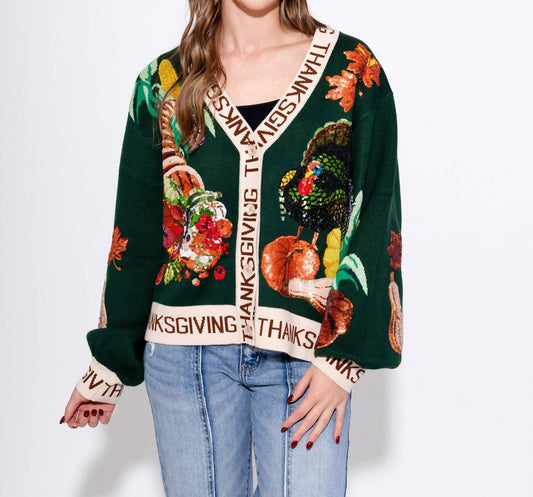 Queen Of Sparkles - 'Thanksgiving' Button Cardigan