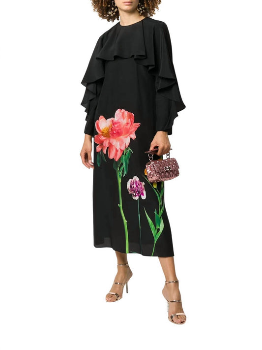 Valentino - Floral Print Detail Midi Dress