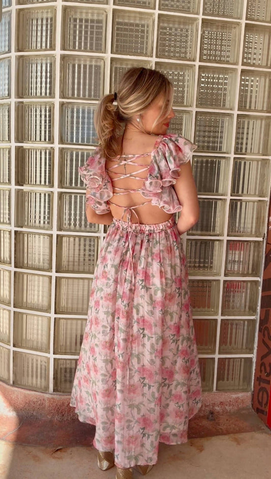 Sofie The Label - Jillian Floral Lace Up Midi Dress