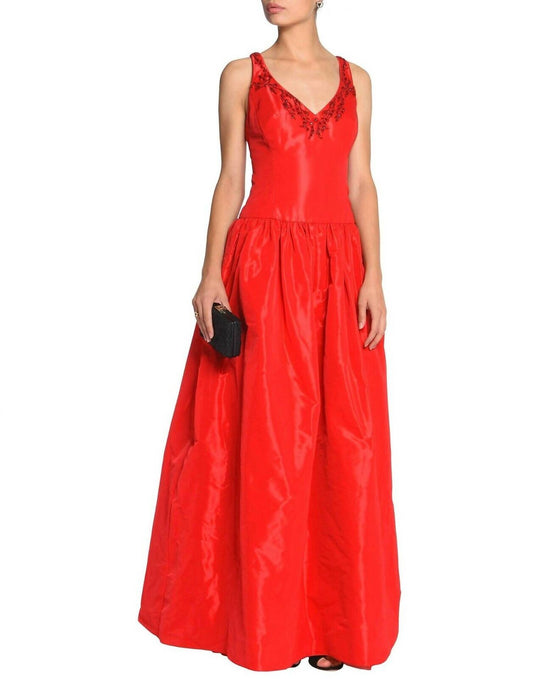Marchesa - Taffeta Satin Ball Gown Embellished Dress