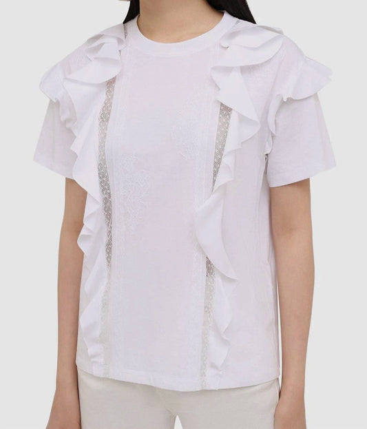 Valentino - Crewneck Ruffle Lace T-shirt