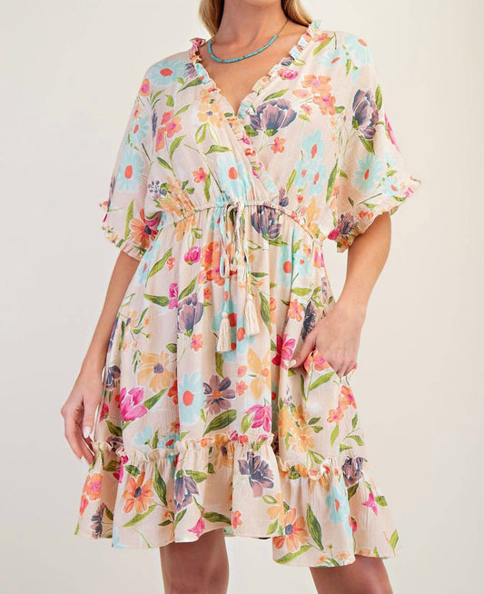 Easel - Printed Blossom Dress - beige - clothing - collection:vacationdresses(Auto)