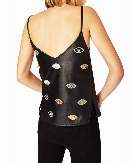 Nicole Miller - Evil Eye Embellishment V Neck Tank Top