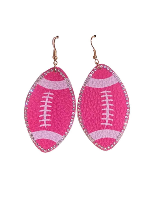 Pink Panache - Women's Rhinestones Football Earrings