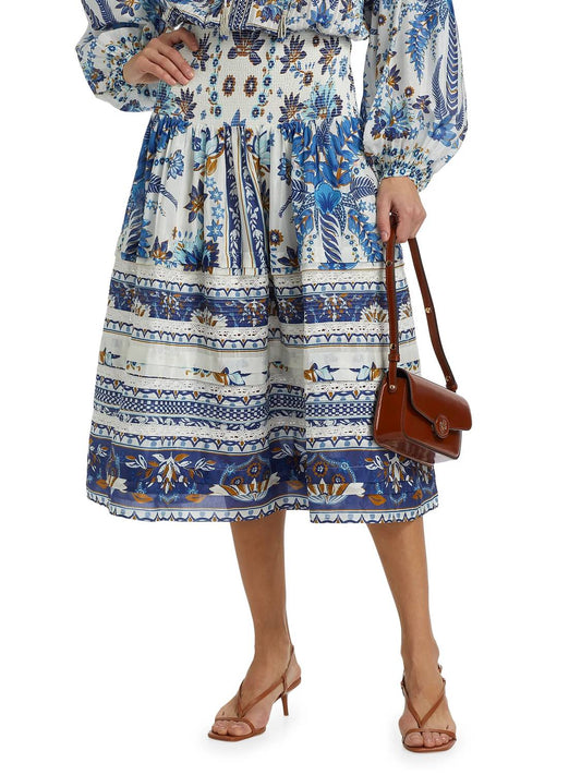 Farm Rio - Ana Tapestry Cotton Midi Skirt