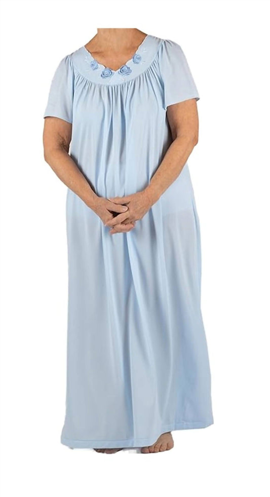 Shadowline Lingerie - Long Gown with Flower Petal Embroidery and Flutter Sleeves