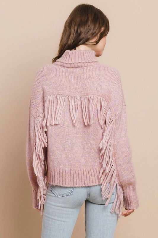 Tcec - Turtleneck Fringe Sweater
