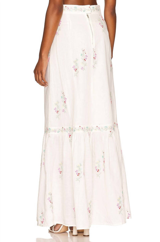 Something Navy - Embroidered Tiered Maxi Skirt