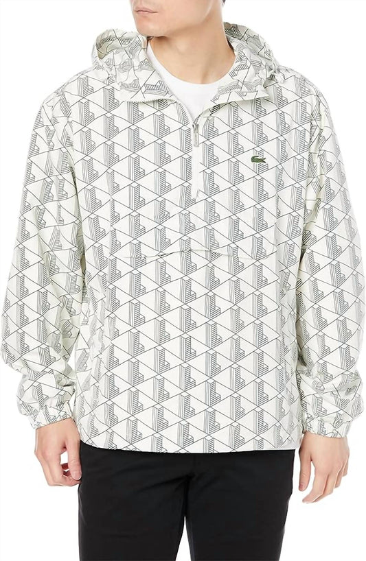 Lacoste - Men's Live Monogram Patterned Pullover Windbreaker