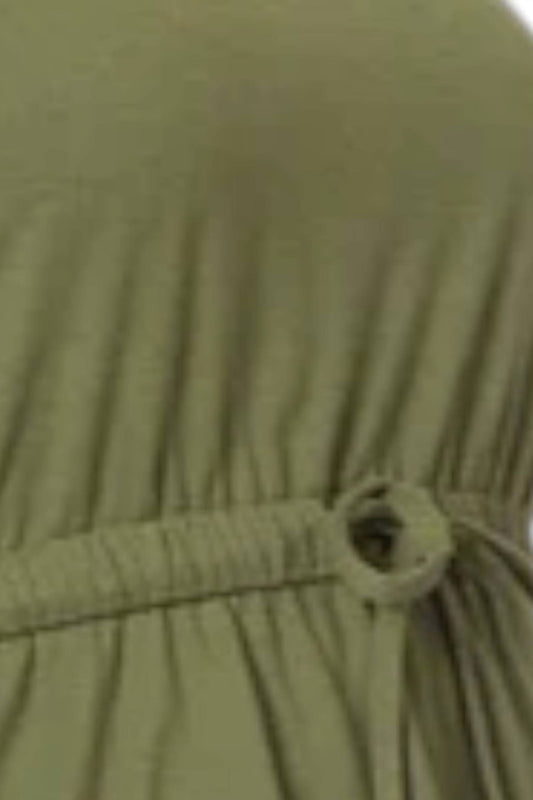 Zenana - Drawstring Waist Curved Hem Dress