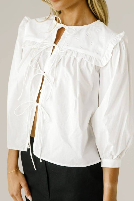 Storia - Eyelet Tie Front Blouse