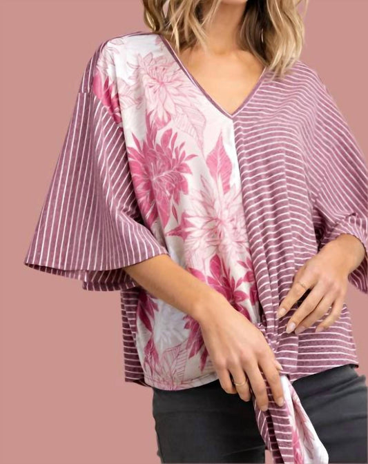 Mittoshop - Short Kimono Sleeve Striped Top