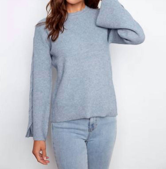 Charlie B - Crew Neck Sweater With Cable Sleeves