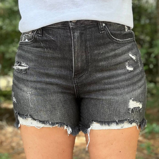 Risen - Billy High Waisted Distressed Denim Shorts
