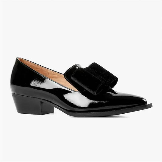 All Black - Women Pat & Bow Pointed Heel