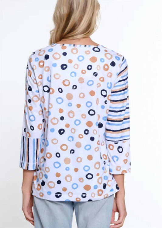 Multiples - Mixed Print Scoop Neck Knit Top