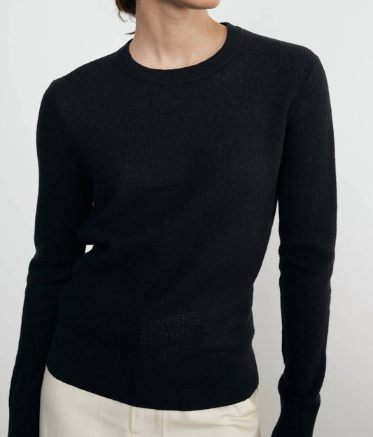 Enza Costa - Linen Open Knit Crewneck Sweater