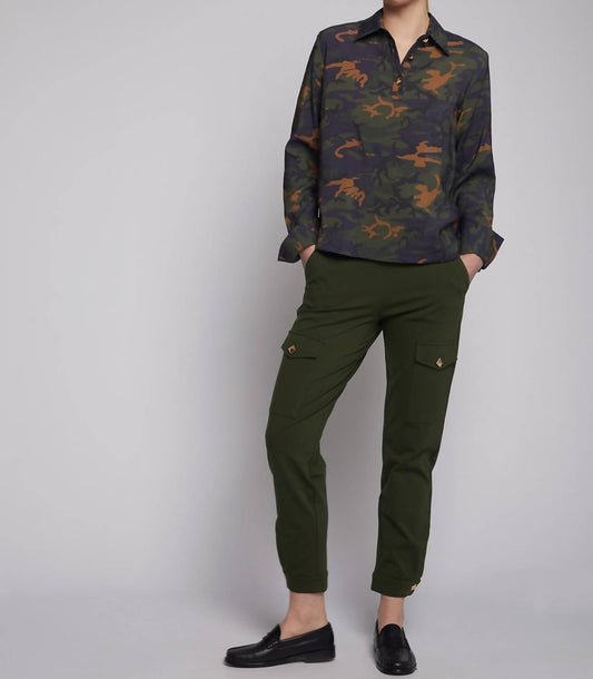 Trouser Cargo Green Stretch Knit