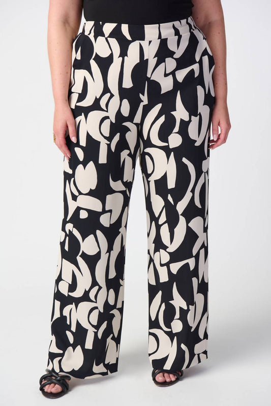 Joseph Ribkoff - Abstract Print Woven Wide-Leg Pants