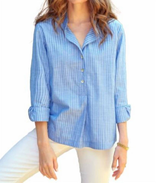 Finley - Chambray Stripe Henri Top
