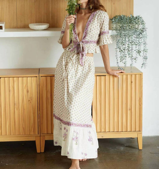 The Fox And The Mermaid - Adya Lurex Tie-Front Top and Maxi Skirt