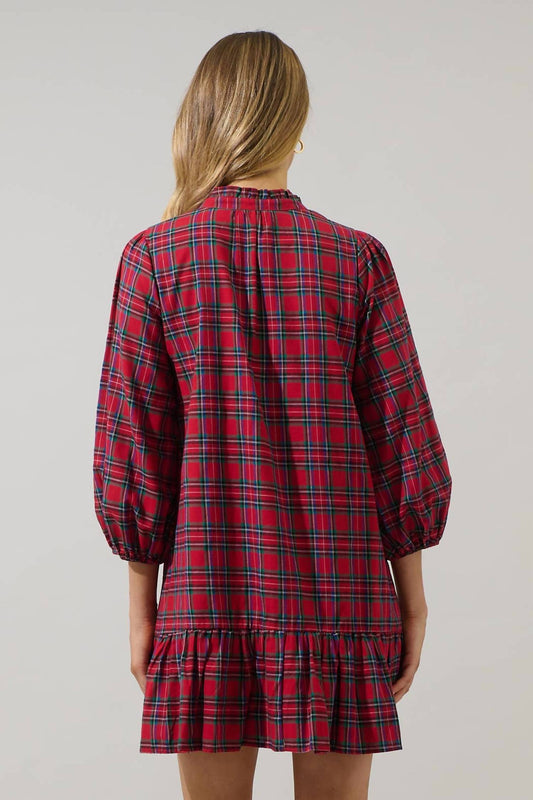 Sugarlips - Arvada Plaid Santana Tie-back Midi Dress