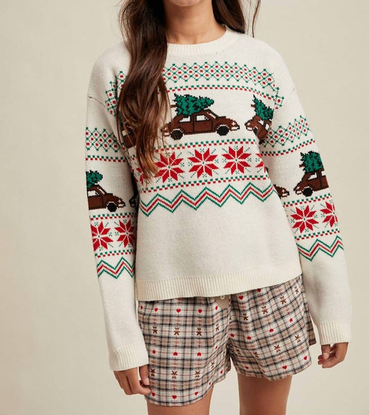 Wishlist - Christmas Tree Car Fair Isle Sweater