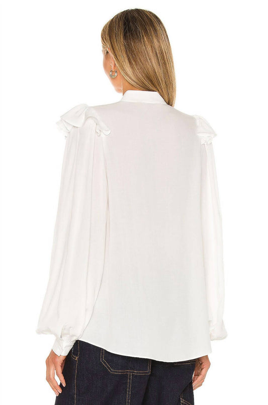 Selkie - Tuxedo Ruffle Detailed Blouse