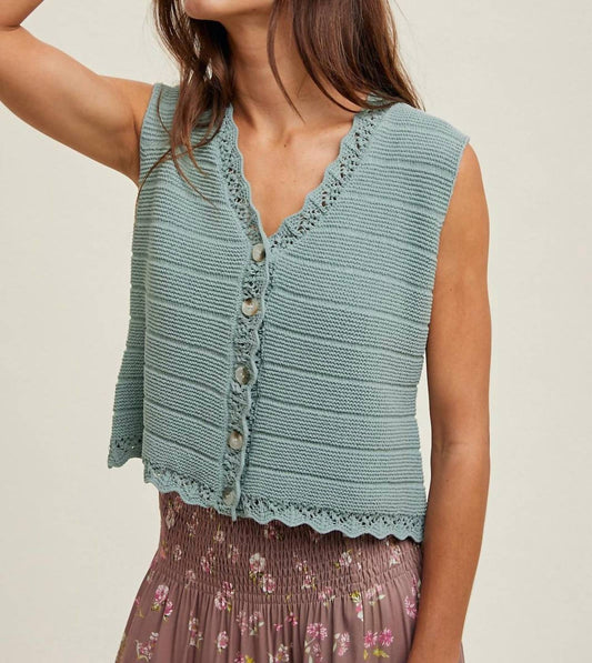Wishlist - Scalloped Button Up Sweater Vest