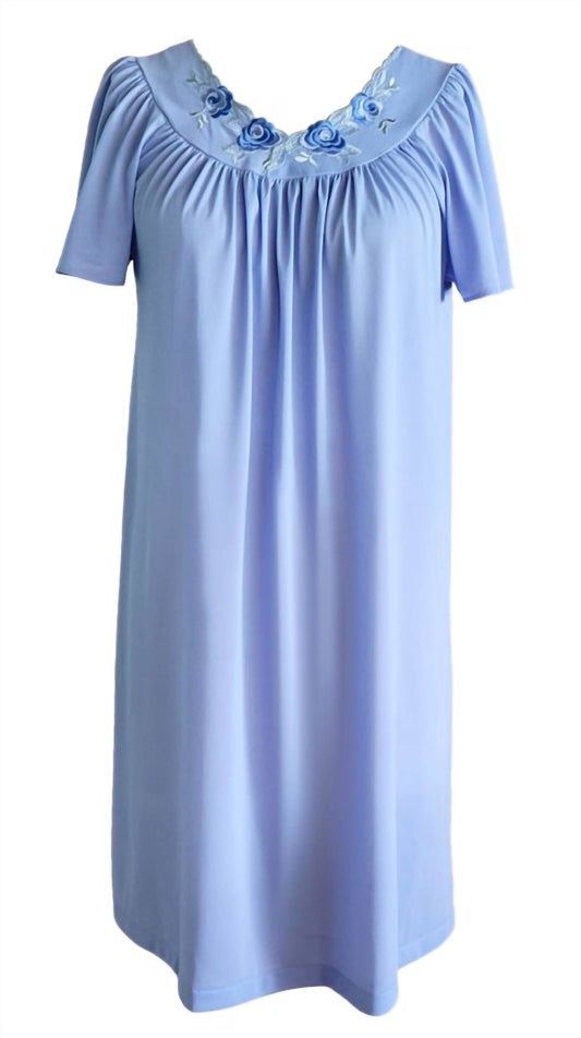 Shadowline Lingerie - Short Gown With Flower Petal Embroidery And Flutter Sleeves