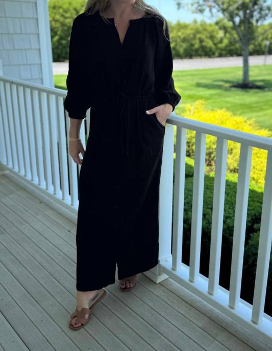 Bobi - Poet Sleeve Button Up Maxi Kaftan Dress