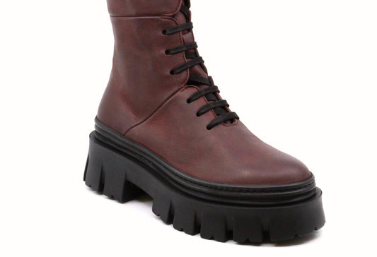 Chunky Leather Lace Up Boots