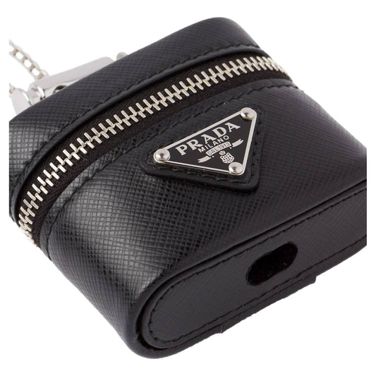 Prada - Women's Triangle Saffiano Leather Mini Airpods Case With Chain
