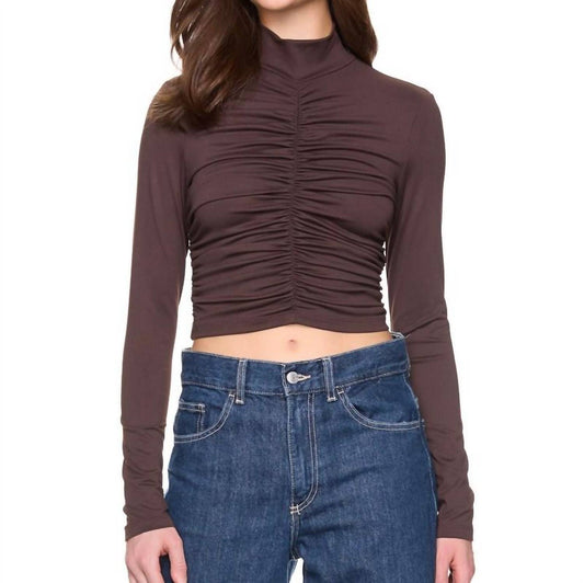 Susana Monaco - Mock Neck Gathered Long Sleeve Top