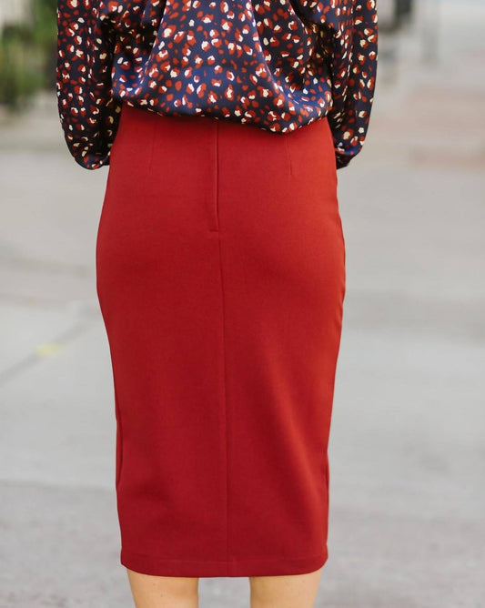 Button Front Pencil Skirt