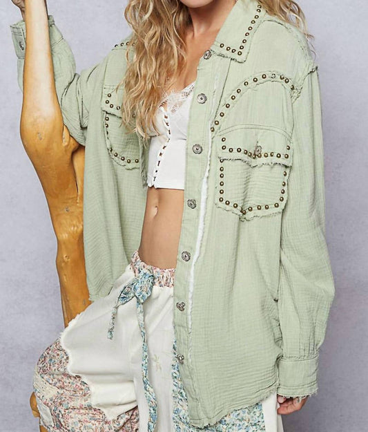 Pol - Long Sleeve Studded Western Shirt