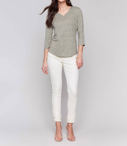 Charlie B - 3/4 Sleeve V-neck Top