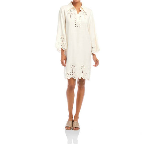 Karen Kane - Flare Sleeve Cutout Embroidered Shirtdress