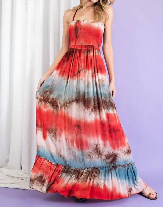 Ee:Some - Tie Dye Halter Maxi Dress