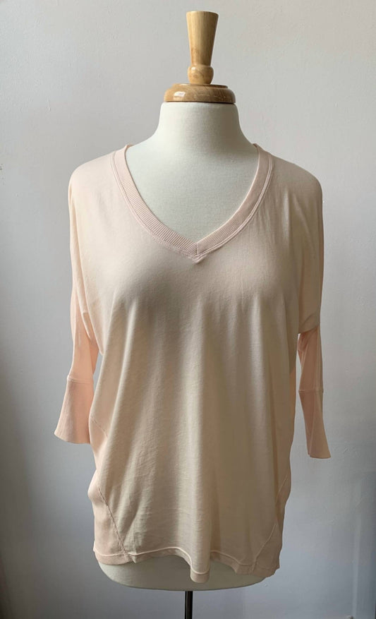 Bobi - Rib Mix High Low V-Neck Tee