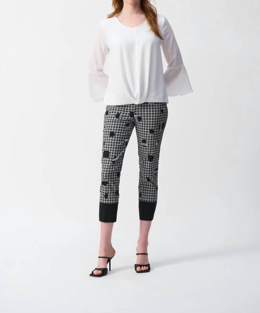 Joseph Ribkoff - Crew Neck Hi-low 3/4 Bell Sleeves Top