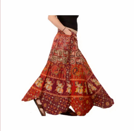Gypsy Rose - feelin groovy napthal print scallop hemp wrap skirt