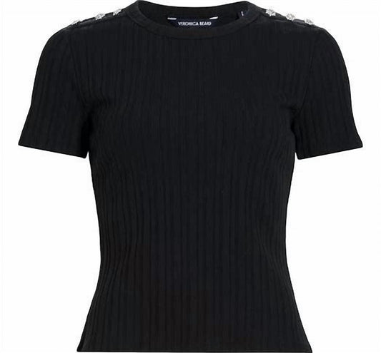 Veronica Beard - WOMEN'S DRAYA TEE WITH RHINESTONE BUTTONS