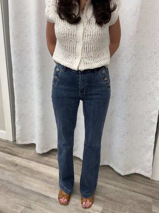 Charlie B - Flare Leg Stretch Jeans With Buttons