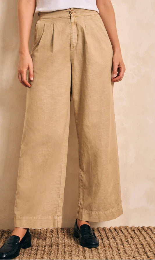Faherty - Marin High Waisted Wide Leg Cotton Canvas Pant